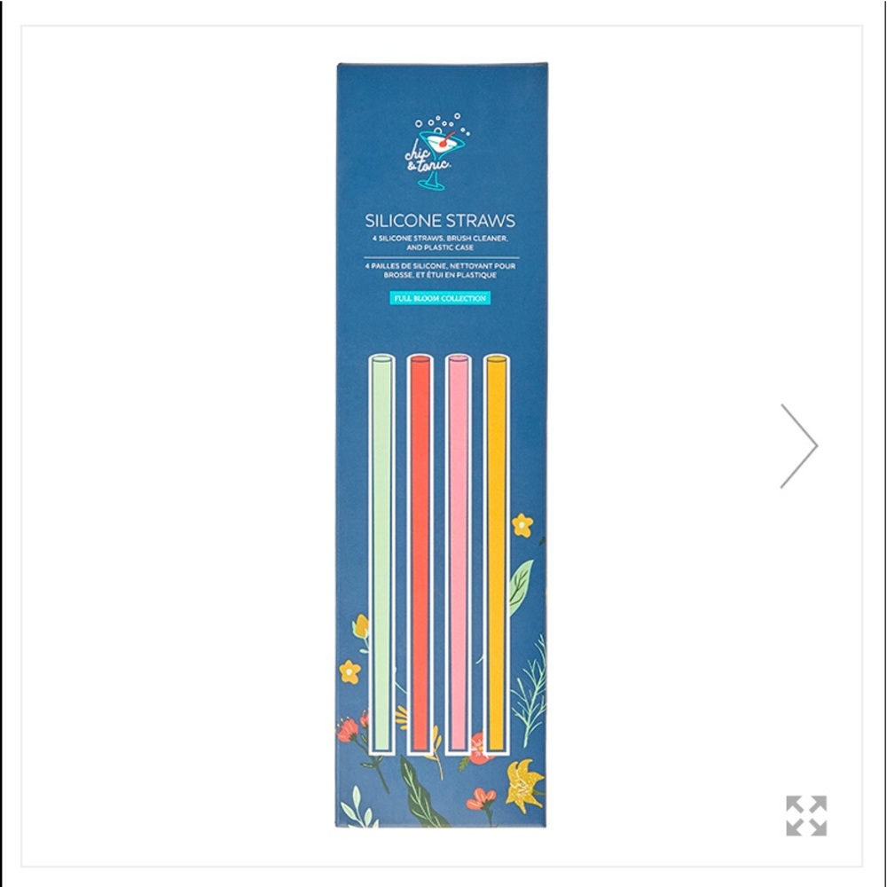 Set of 4 Silicone Straws + Brush Cleaner & Case